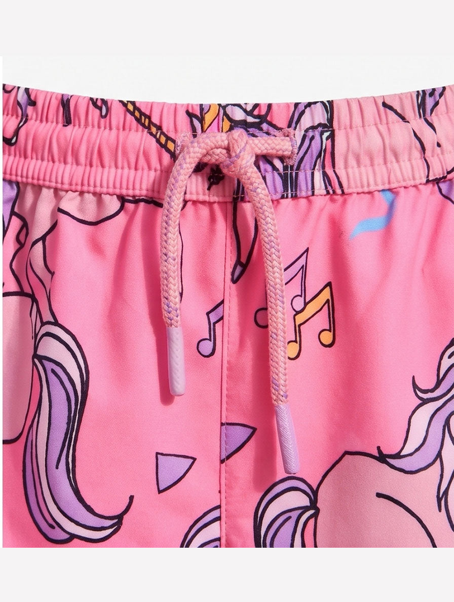 Girls' Pink Unicorn Swim Shorts