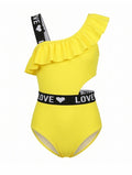 Girls' Yellow Ruffle Swimsuit