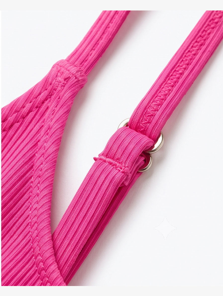 Pink Ribbed Swimsuit