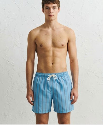Blue Striped Swim Shorts