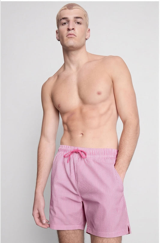 Pink Striped Swim Shorts