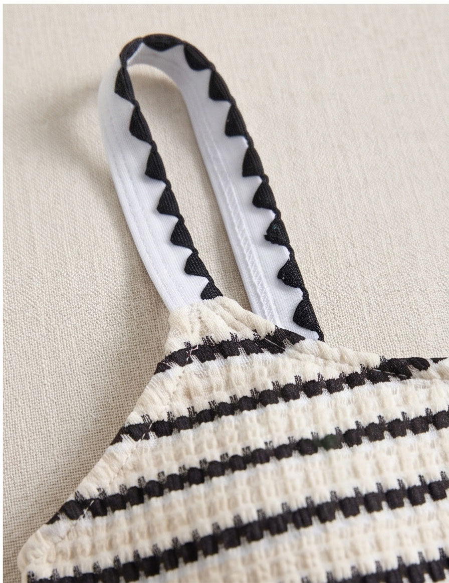 Black & White Striped Swimsuit