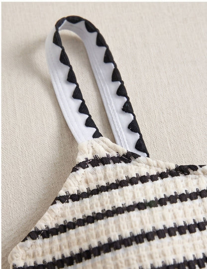 Black & White Striped Swimsuit