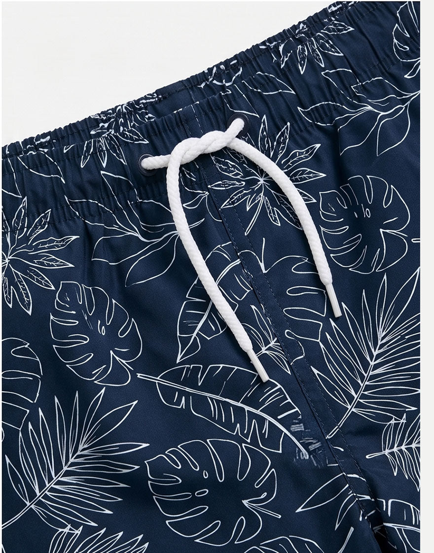 Navy Leaf Swim Shorts