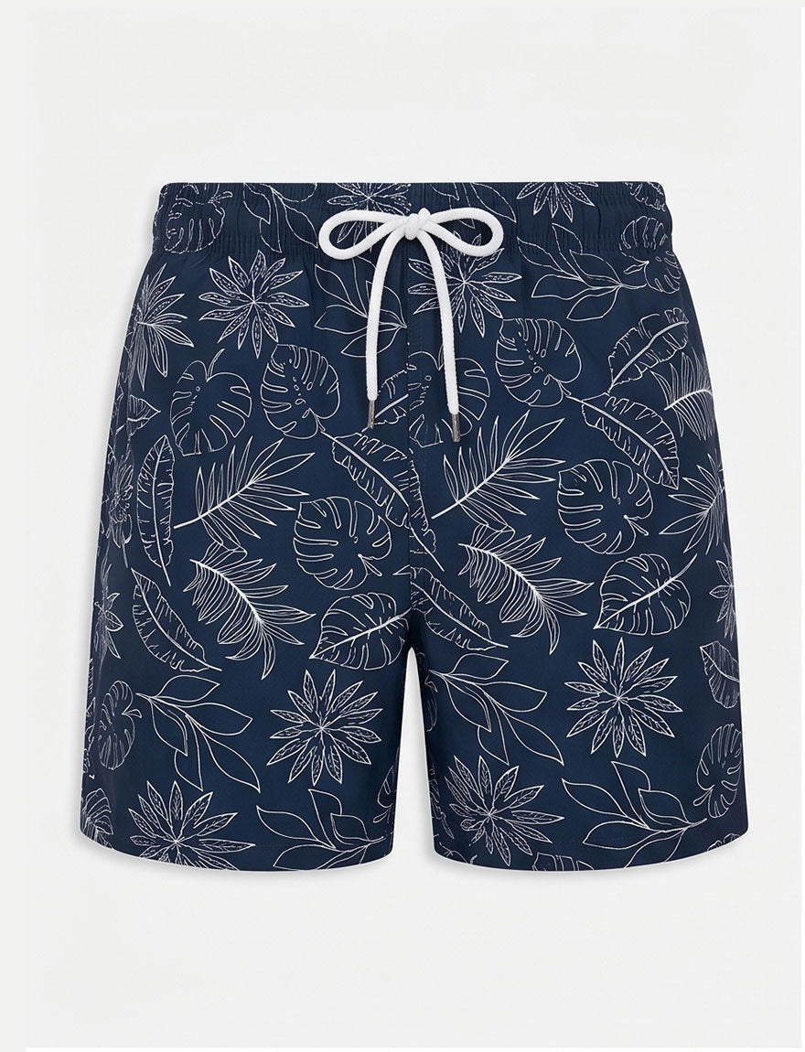 Navy Leaf Swim Shorts