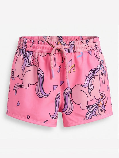 Girls' Pink Unicorn Swim Shorts