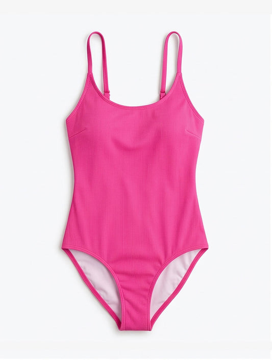 Title: Pink Ribbed Swimsuit