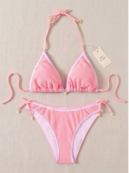 Pink Shell-Trim Bikini