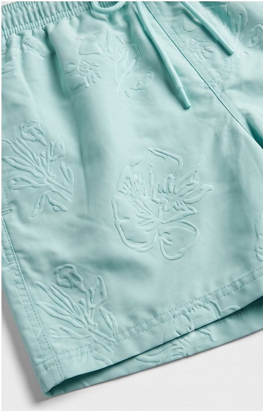 Pale Green with Pattern Swim Shorts
