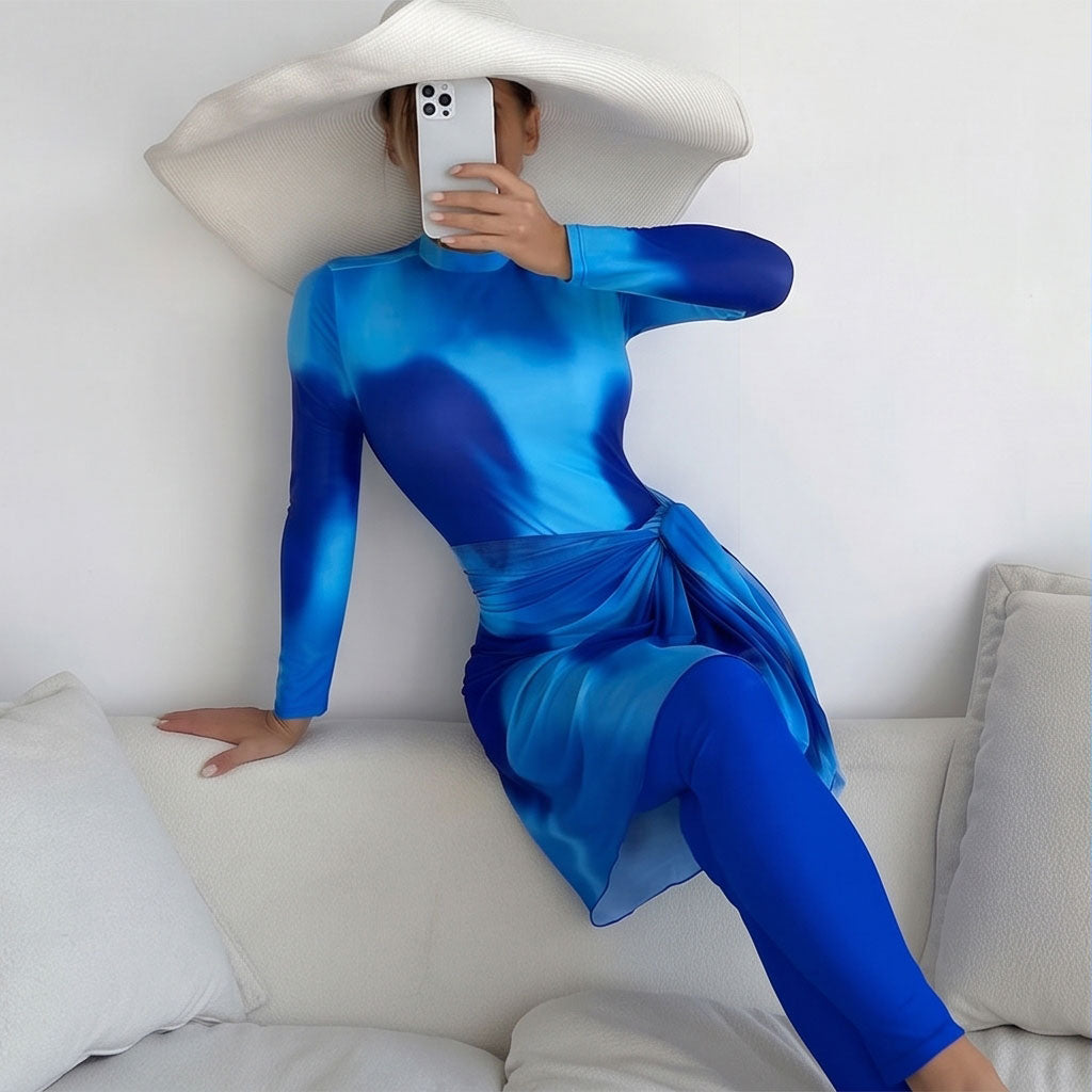 Blue Long Sleeve  Borkini