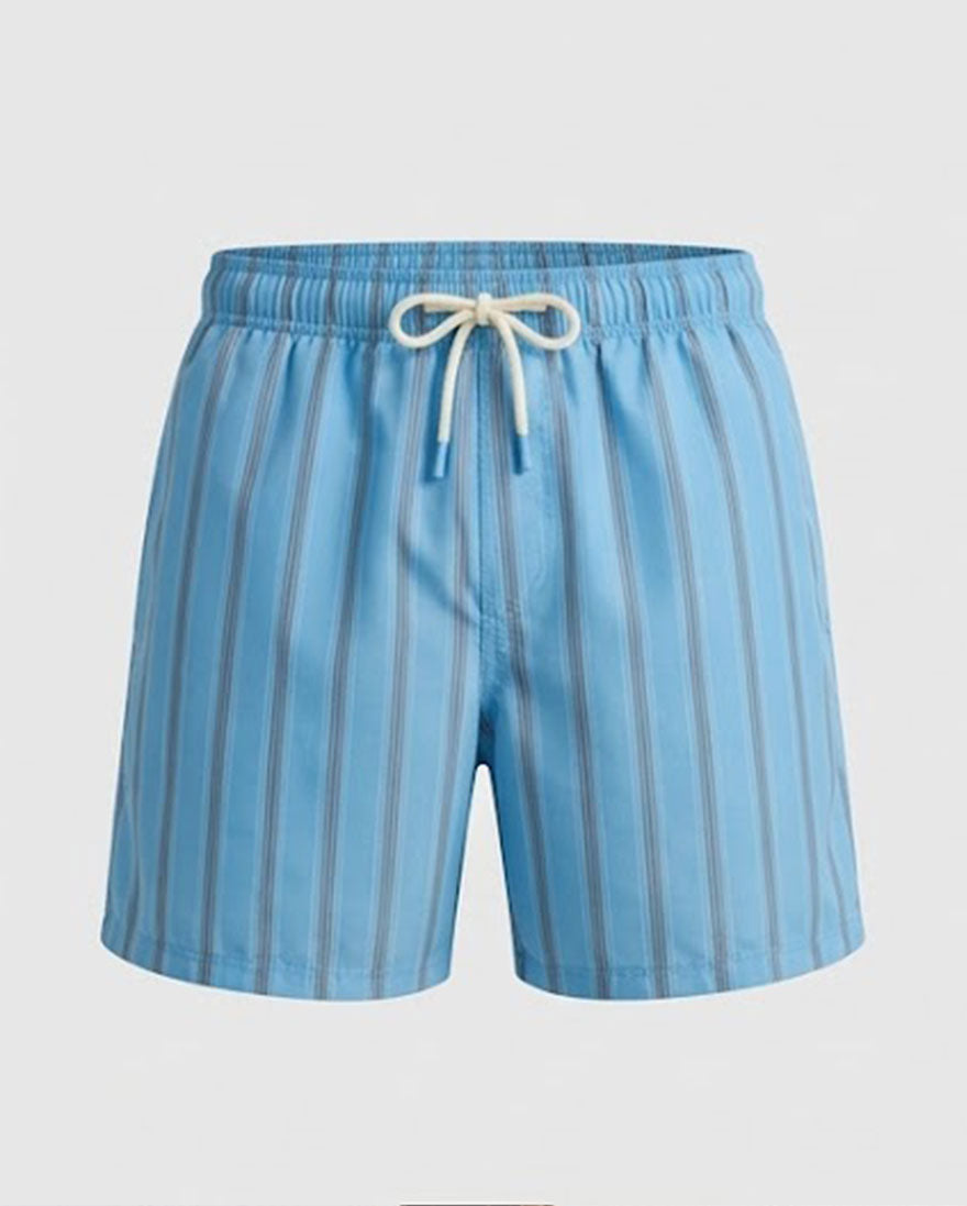Blue Striped Swim Shorts