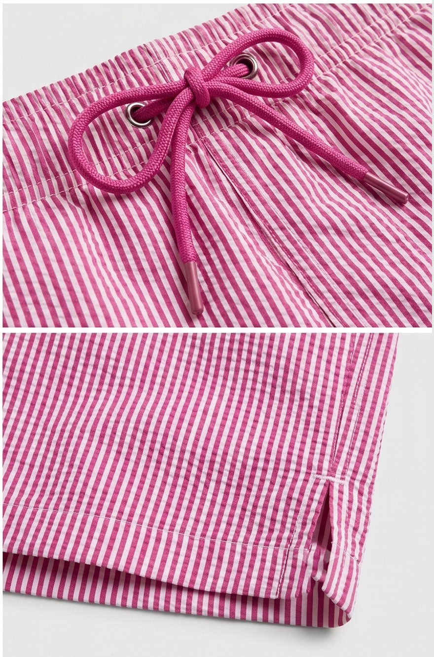 Pink Striped Swim Shorts