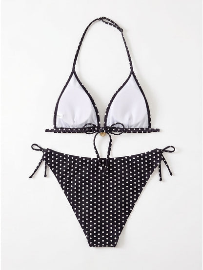 Title: Classic Polka Dot Halter Bikini