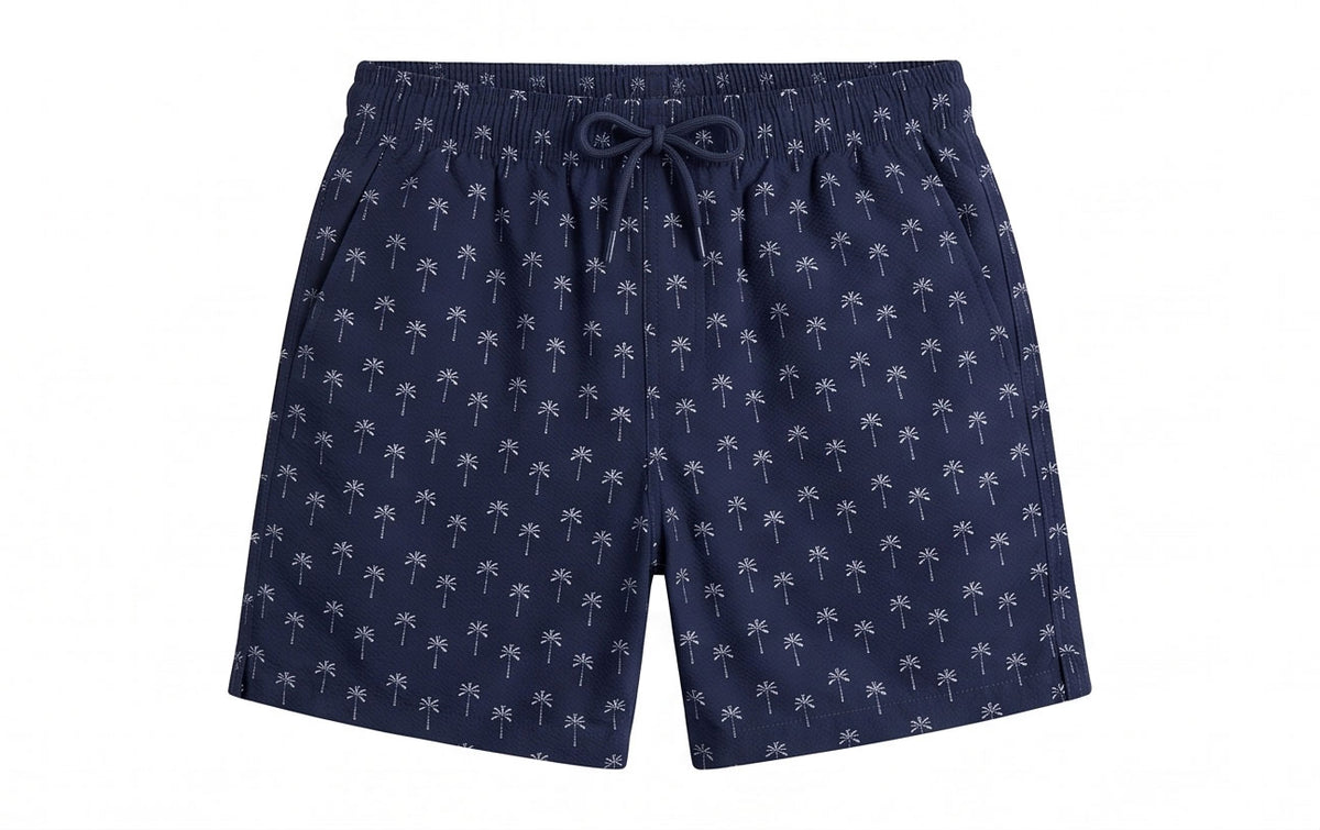 Navy Palm Swim Shorts