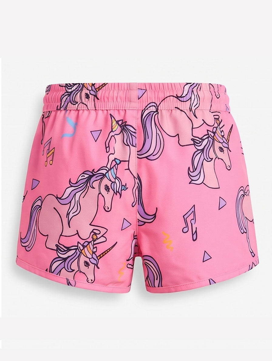 Girls' Pink Unicorn Swim Shorts