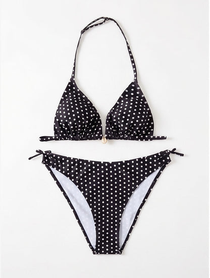 Title: Classic Polka Dot Halter Bikini