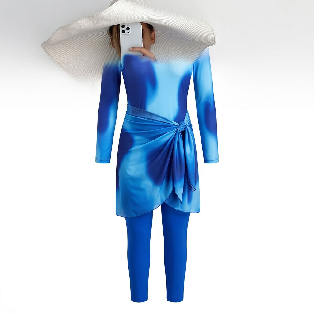 Blue Long Sleeve  Borkini