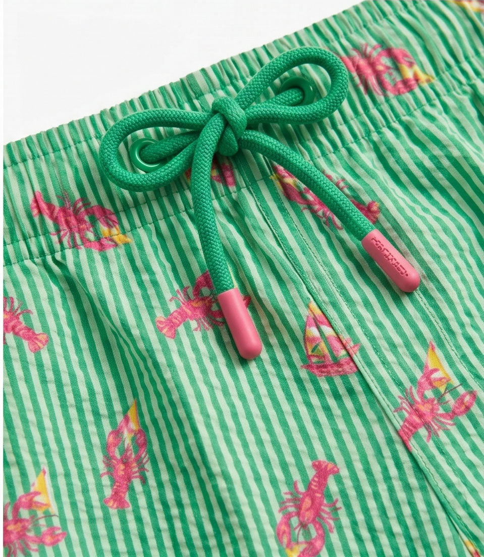 Green Stripped Swim Shorts